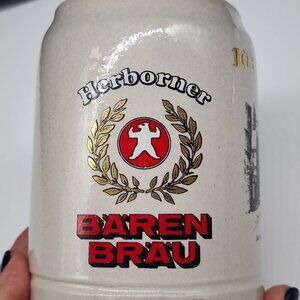 German Stoneware Beer Stein Mug Herborner Baren Brau 103 Jahre Die Grosse Grede